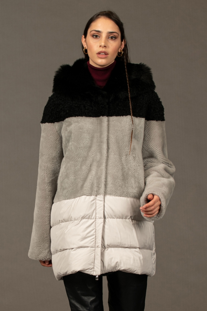 Shearling jacket with nylon inserts - 211